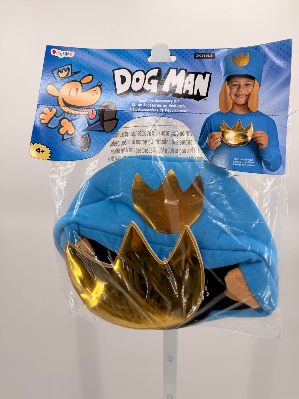 Dog Man Kids Costume Accessory Kit Hat Ears Badge Dav Pilkey Disguise Ages 4+